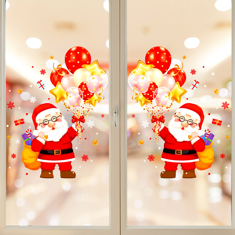 圣诞节快乐装饰静电玻璃门贴纸