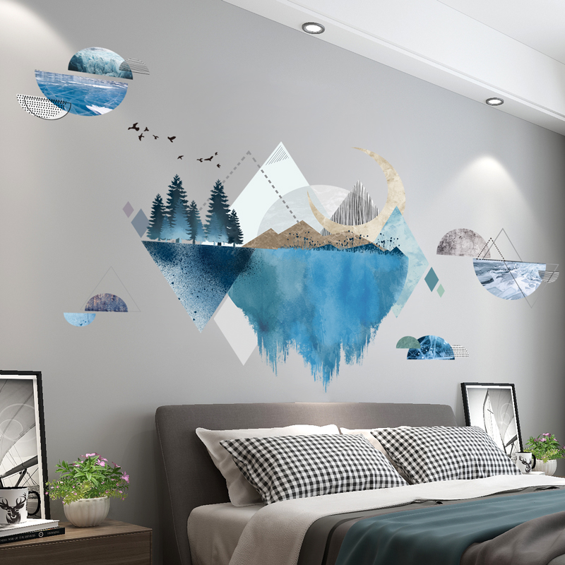 3d立体卧室床头墙贴纸客厅电视背景装饰画贴画墙画墙壁纸墙纸自粘图片