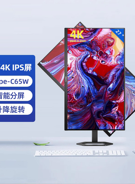 飞利浦27英寸4K显示器超清IPS屏幕台式电脑Type-c接口27E1N5900E