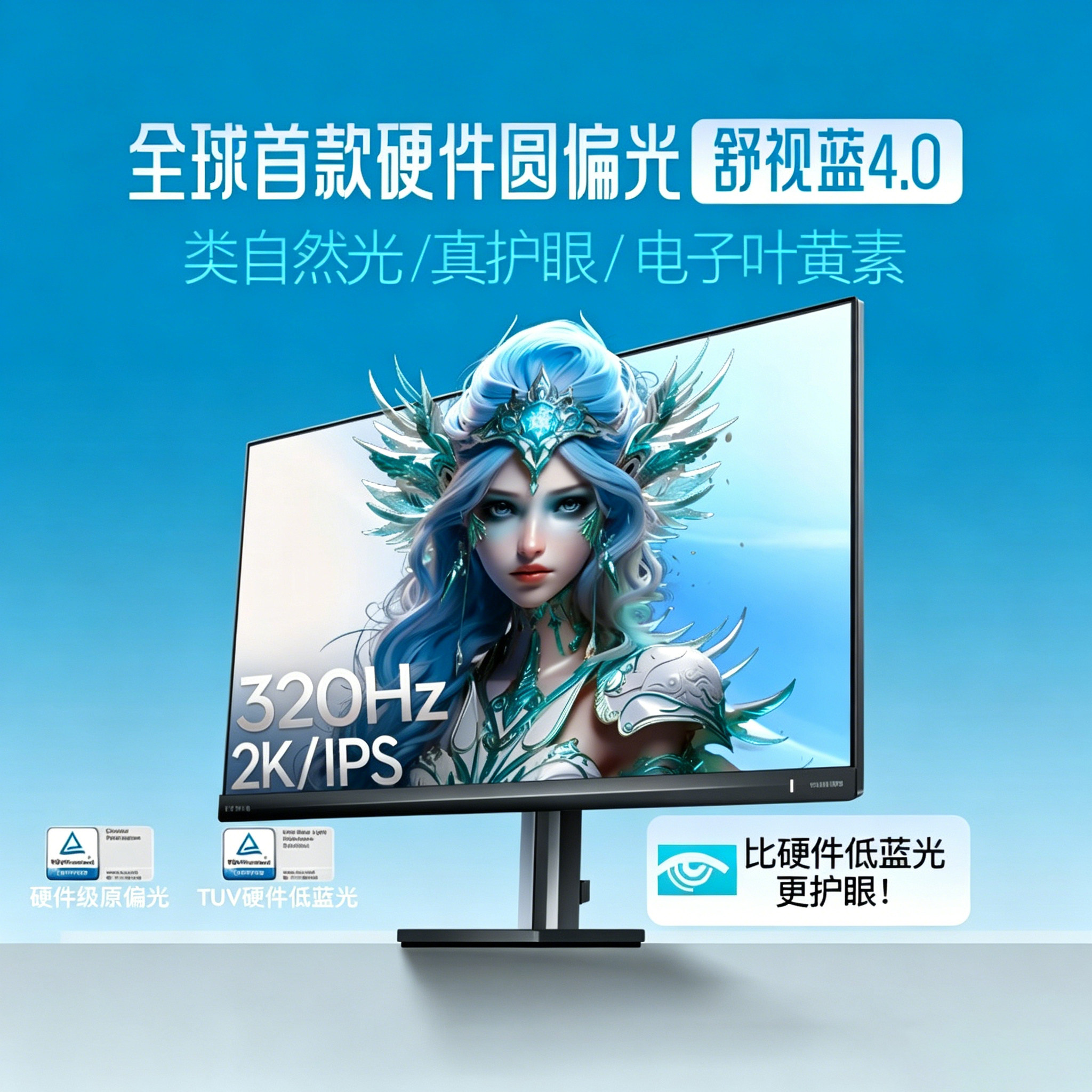 飞利浦27英寸2K320Hz圆偏光护眼电竞显示器27M2N3500UK舒适蓝4.0