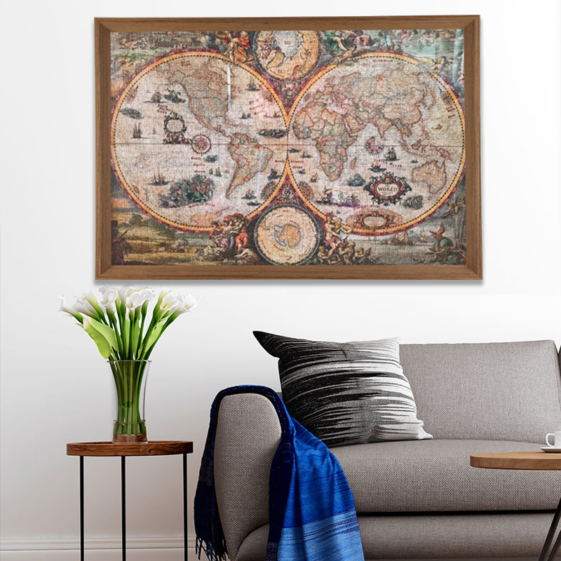 拼图挂墙画框装裱定制世界地图