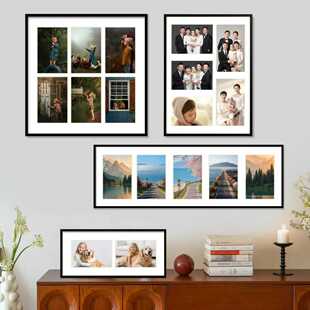 多孔卡纸6寸相框挂墙横竖创意全家福7寸拼接照片框金属框架可定制