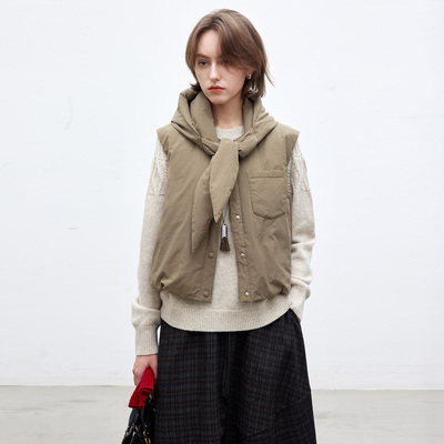 90白鸭绒羽绒马甲轻量级领巾帽子