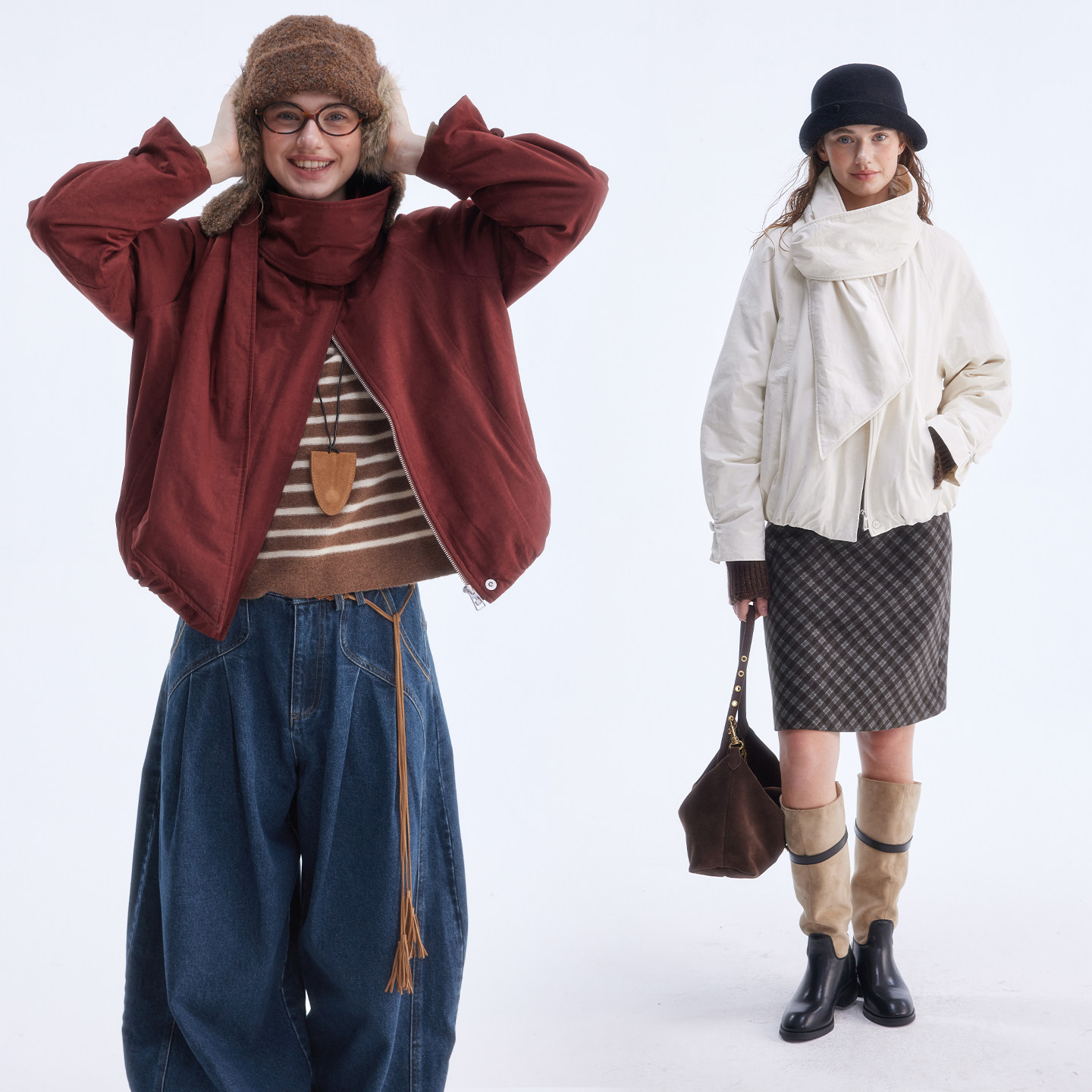 Dotdrobe多着 90白鸭绒围巾领可拆卸文艺花苞羽绒服女薄款初冬