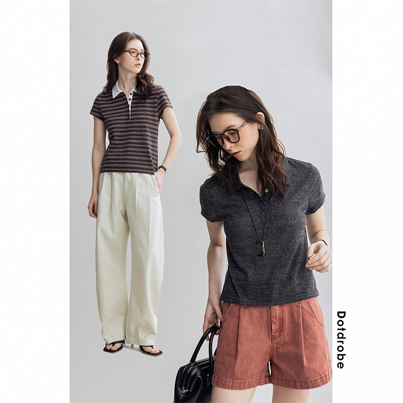 多着M1U风POLO领小飞袖T恤女春夏