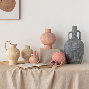 侘寂风陶瓷花瓶室内陶艺客厅桌面装 插花摆件 饰玄关电视柜民宿软装