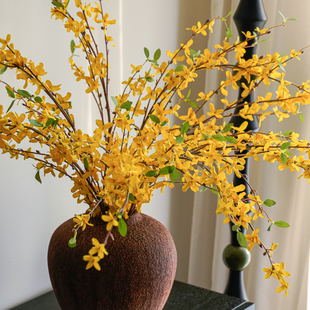 迎春花仿真干花轻奢摆件高级客厅餐桌高档摆设黄色迎春假花卉装饰