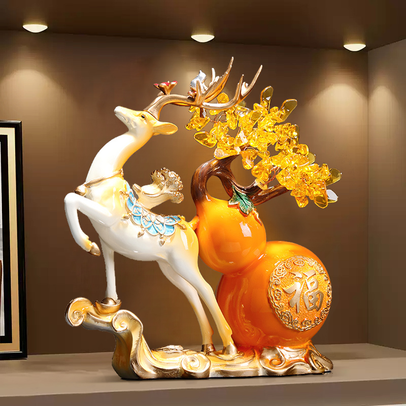 招财葫芦发财树福鹿摆件家居饰品客厅桌面玄关装饰乔迁新居礼品