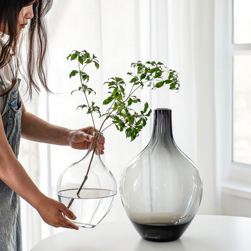网红大肚花瓶透明玻璃水培日本
