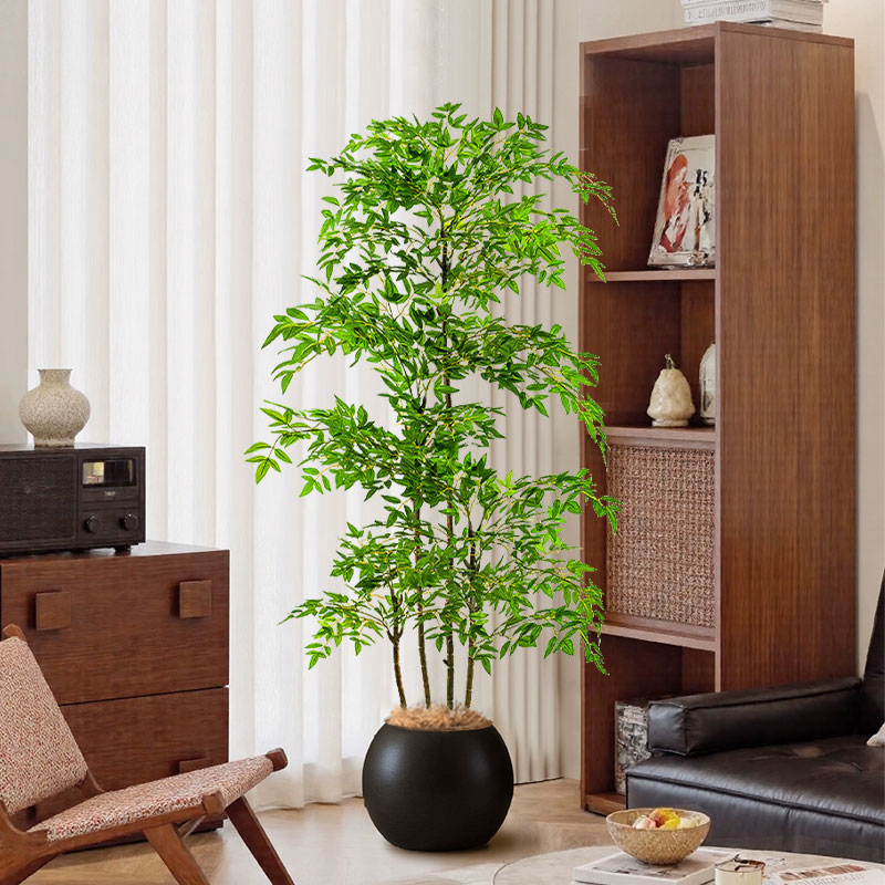 仿真植物南天竹落地盆栽仿生绿植摆件客厅沙发边家居装饰盆景假树