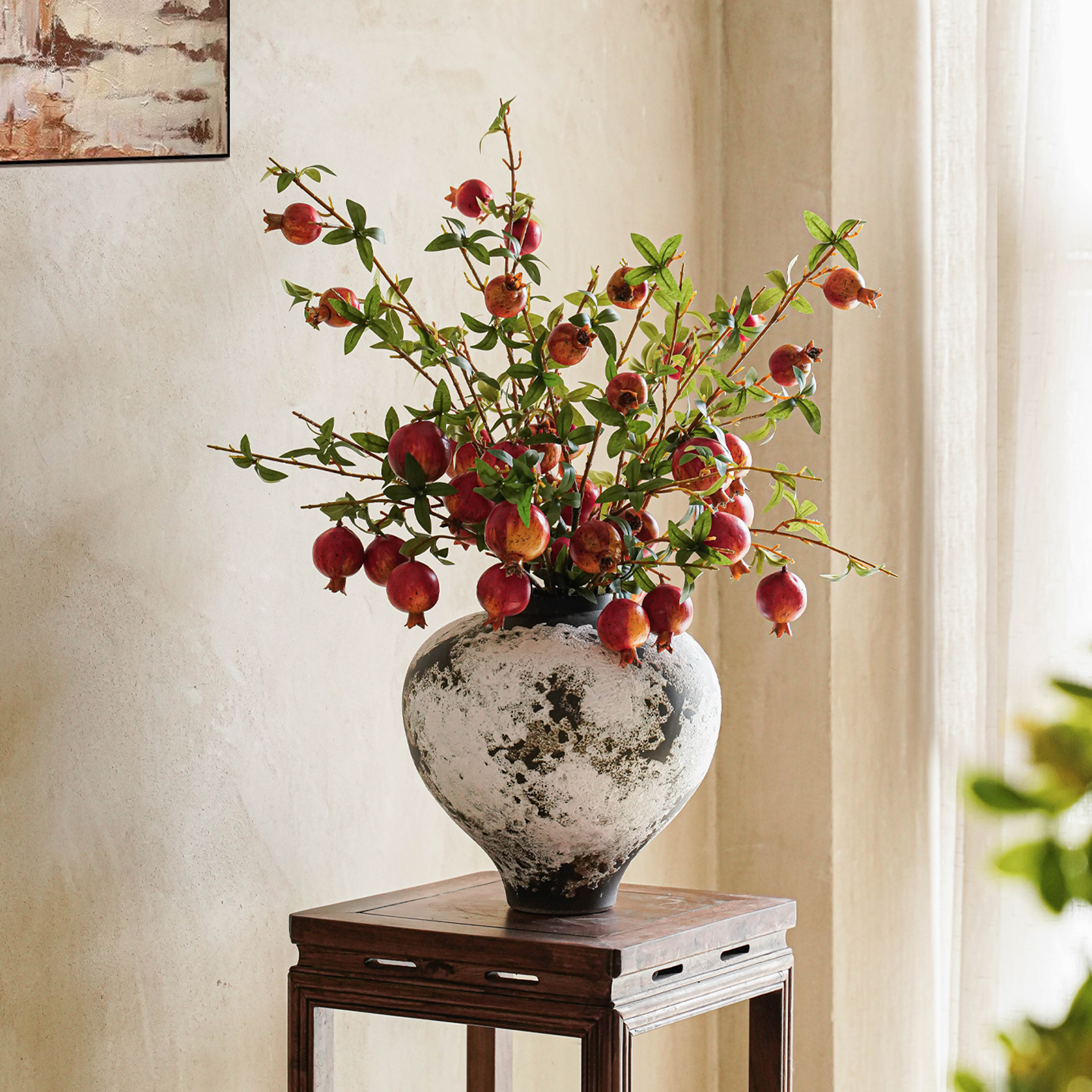 红石榴果仿真花客厅摆设年宵花艺假花摆件绿植干花高级感逼真装饰