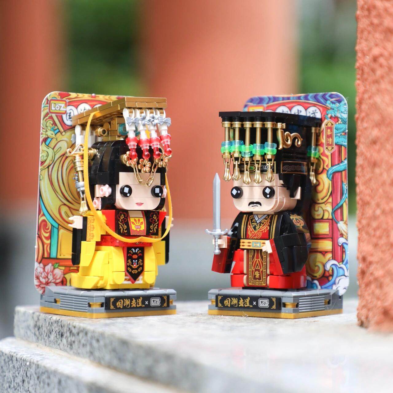 京剧武则天李治皇帝小颗粒积木模型摆件儿童适用于乐高女男孩系列