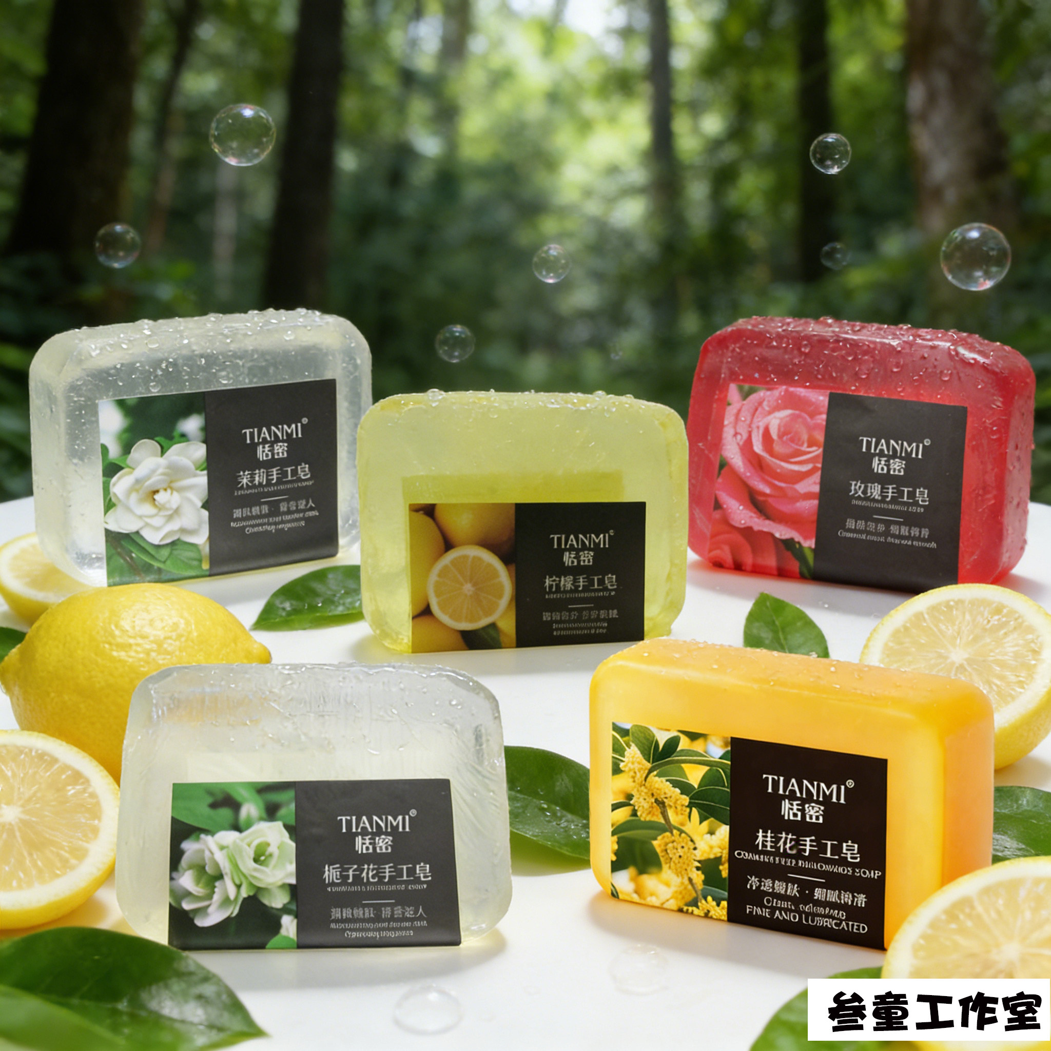 恬密玫瑰柠檬手工皂控油香皂通用花香沐浴皂多款果冻香型90g100g