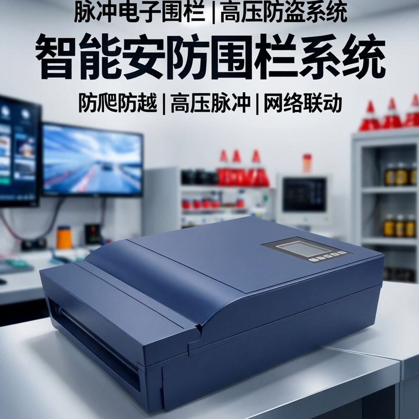 脉冲电子围栏系统主机485总线网络通讯单双防区电压可调液晶显示