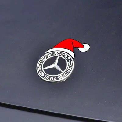 圣诞帽车贴奔驰圣诞节帽子贴纸车窗侧窗车标贴改装可爱小红帽标