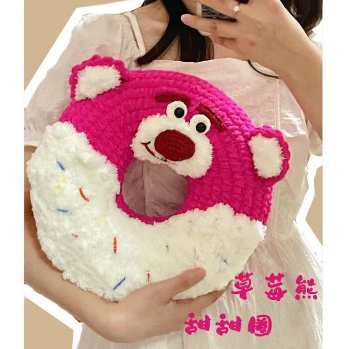 甜甜圈钩织材料包手工钩针diy材料包粗毛线编织可爱抱枕女友礼物