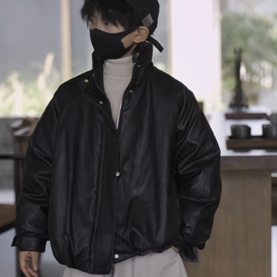 亲子装冬季皮衣新款童装棉服韩系高领加厚外套