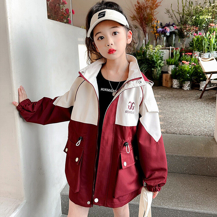 女童冲锋衣外套2024春秋新款运动休闲中大童户外风衣韩版洋气防风