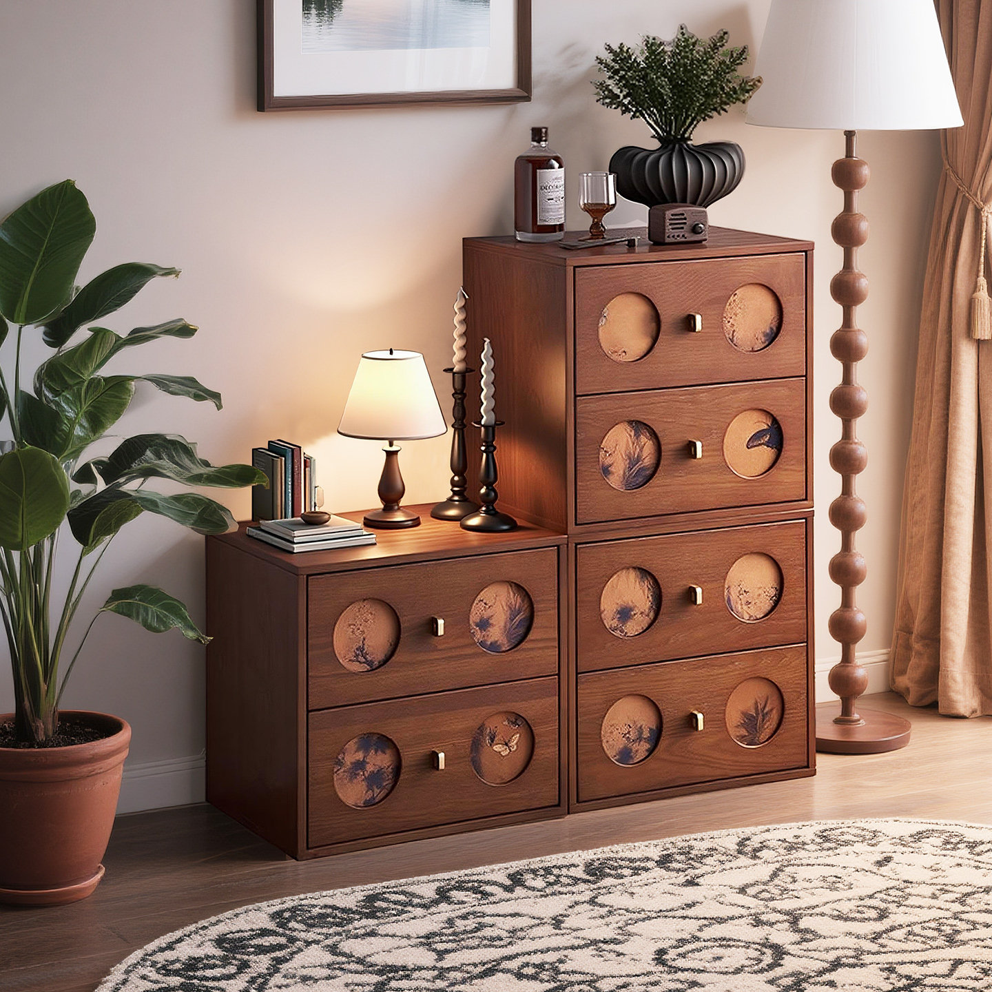 中古实木香云纱柜卡门柜复古斗柜