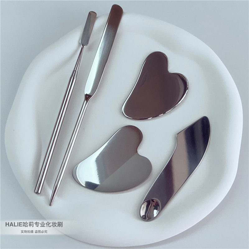 巨好用!人手一支不锈钢粉底铲子粉底刷上妆工具不吃粉美甲调色棒