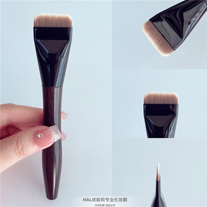 升级版一字型粉底刷黑檀木轻薄无痕粉底液刷超细软毛化妆刷
