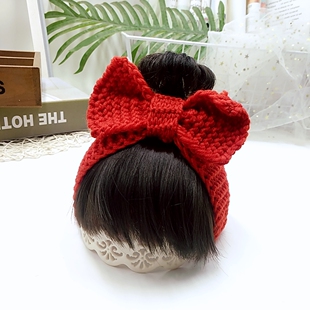 婴幼儿假发刘海毛线发带秋冬可爱周岁百天拍照女孩公主蝴蝶结头饰