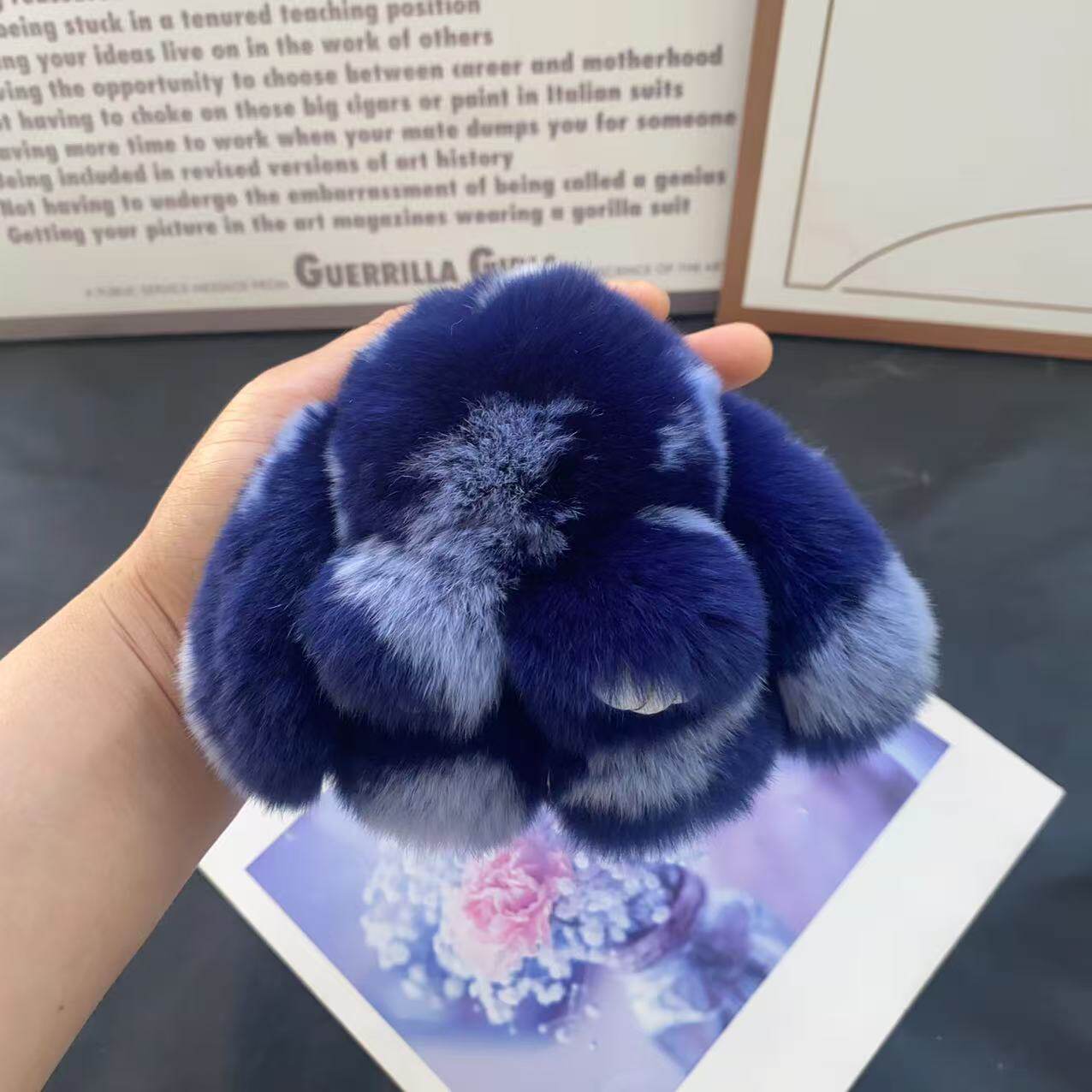 可爱迷你版豹纹小兔子车钥匙扣