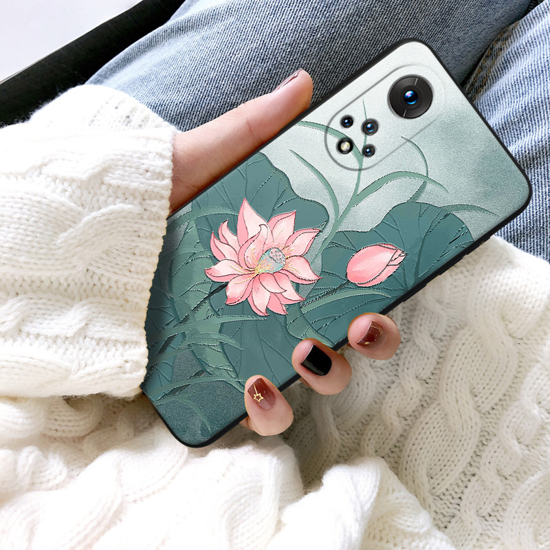 noⅴa9nowa浮雕荷花华为手机壳