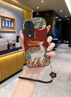 2024国潮适用华荣耀90pro手机壳honor20s新款5G女60青春ryao80小众70pr0男magic5防摔h0n0r50se爆款手链挂绳
