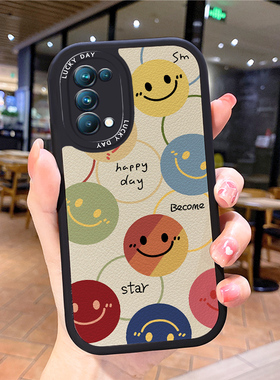 笑脸小羊皮适用opporeno6手机壳opρoreno5pro新款0pporeno4opp0ren02女opreno3reon5k opop poop oppi oppe