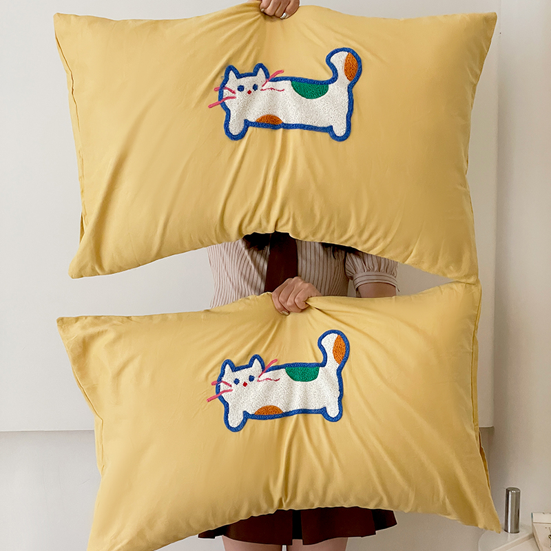 四季通用A类纯棉磨毛枕头套一对