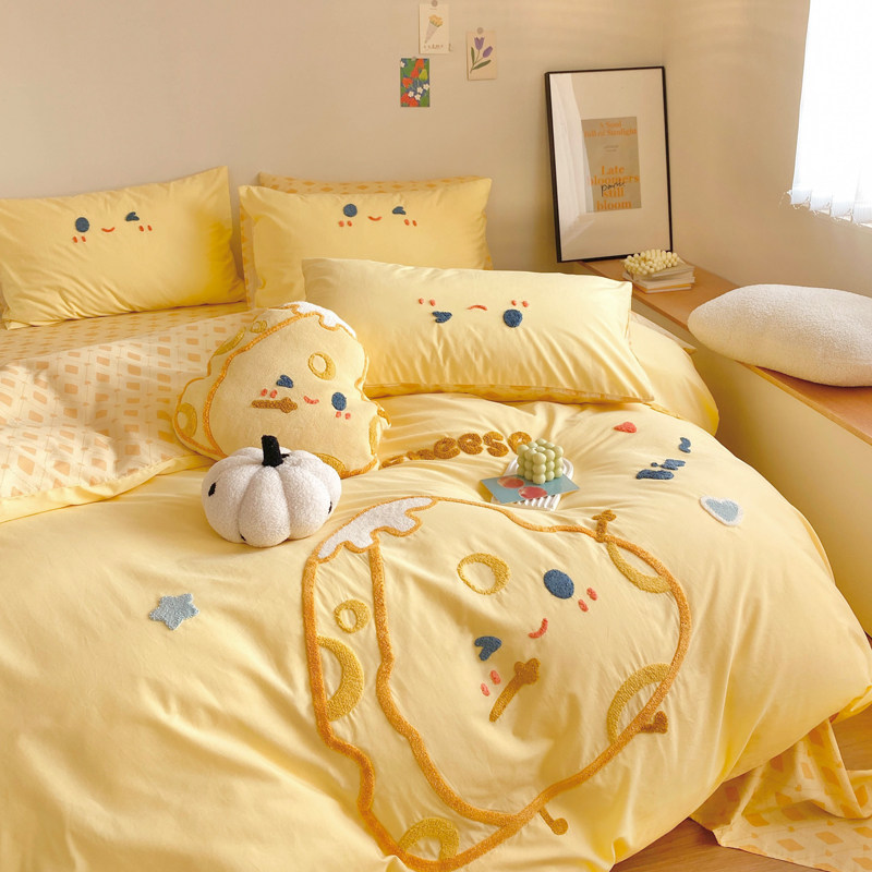 进口刺绣A类纯棉卡通四件套可爱少女心三件套全棉水洗棉儿童床品,床上用品,床品套件/四件套/多件套,淘宝优惠券,粉丝福利购,淘宝优惠卷