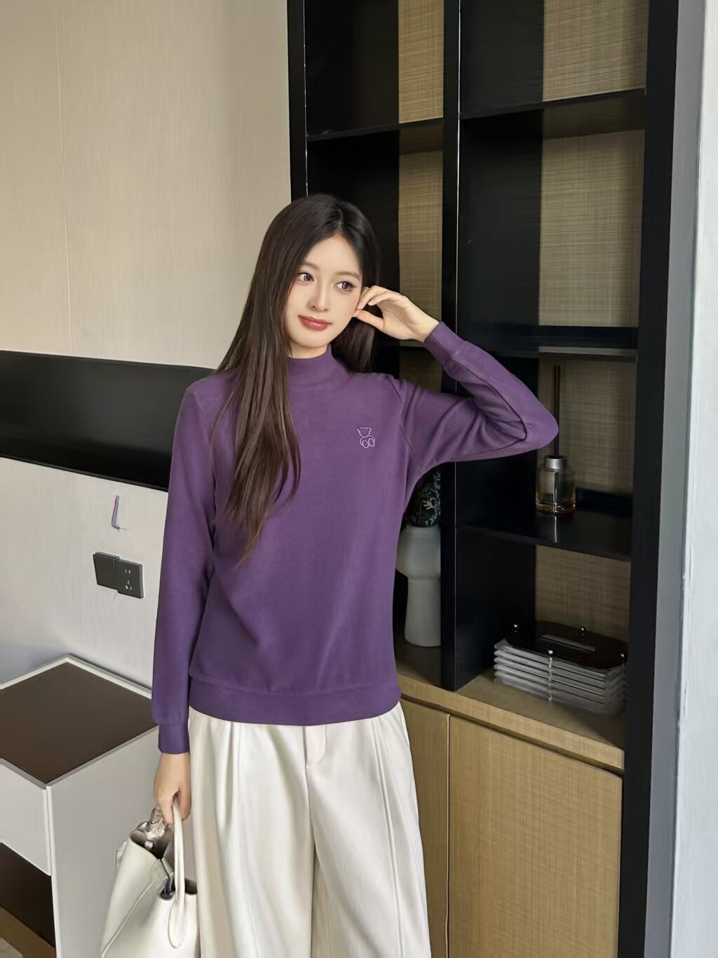 华绒半高领针织衫女秋冬德绒保暖毛衣打底衫时尚百搭上衣厂家
