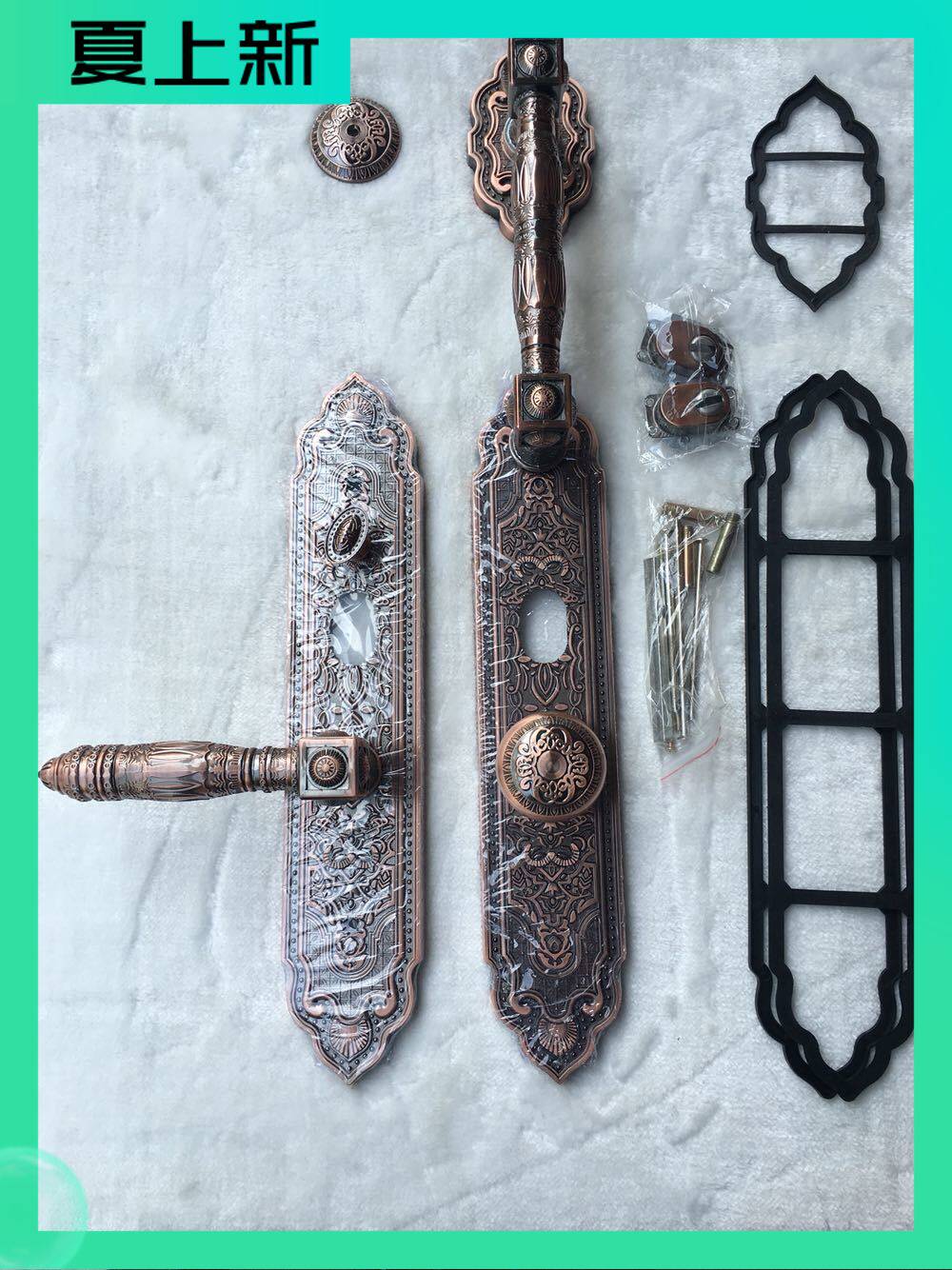 家用防盗门别墅大门大把手红古铜大拉手锌合金材质执手进户门锁具