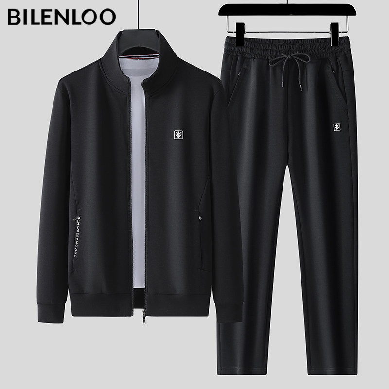 皮尔卡丹高端连帽运动套装男春秋冬中老年纯棉宽松加绒卫衣两件套