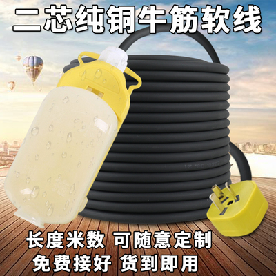 纯铜二芯防水软电缆线延长护套线