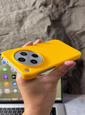 ins简约柠檬黄色硬壳适用OPPOFindX8手机壳X8ulta高级感X8Pro半包无边框X7日韩个性X8s+磨砂纯色创意小众男女