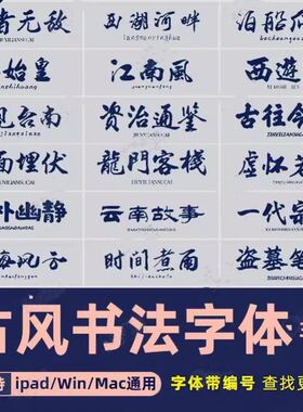 procreate古风字体ps/wps/word/pr/fcpx中文毛笔书法字体win/mac