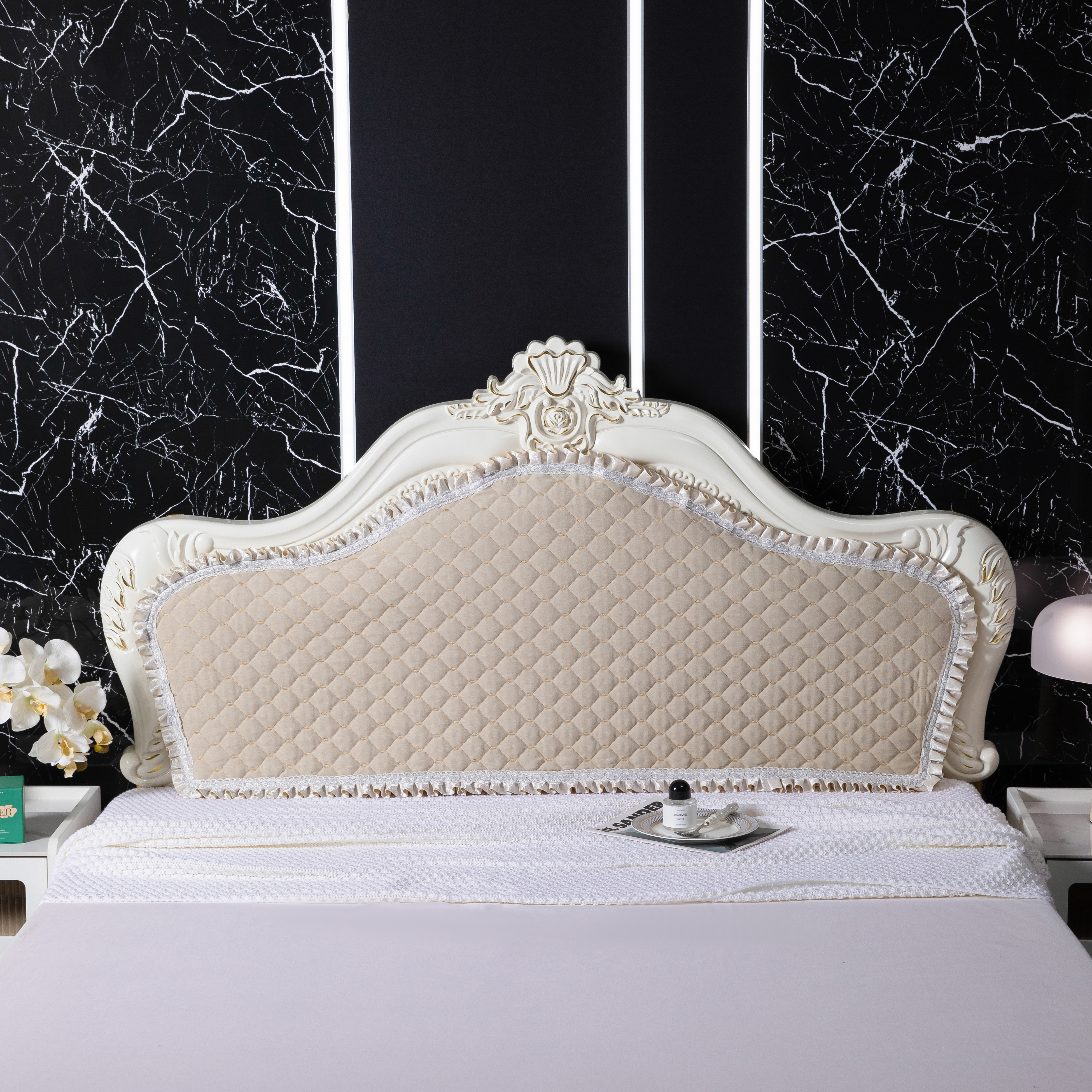 定做雪尼尔床头套罩不规则加厚