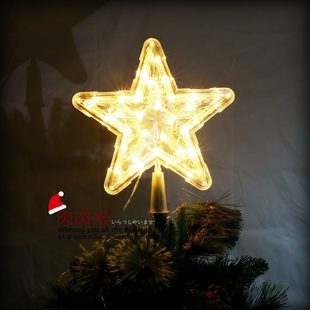 圣诞树顶星灯装 饰灯带圣诞节五角星星灯饰彩灯伯利恒之星USB电池