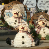 XMAS圣诞节耶诞节雪人系列摆件藤圈公仔玩偶公仔摆设圣诞装 饰藤环