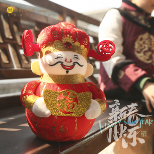 新年装 旦场景桌面摆设新春节公仔挂饰贴画 饰财神爷摆件挂件布置元