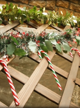 B圣诞节彩条毛条草条耶诞拉条橱窗餐厅咖啡面包店铺装饰布置绿色