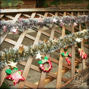 B圣诞节毛条装 饰树彩条彩带耶诞橱窗耶诞西餐咖啡厅面包店铺粉色