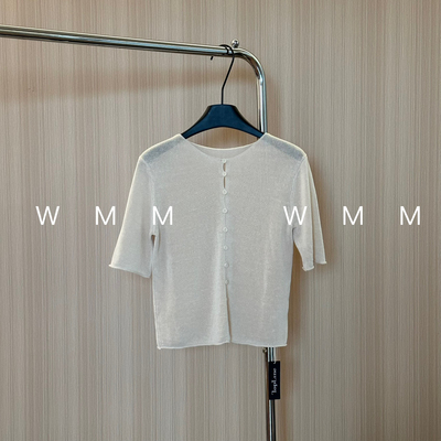 WMM细扣子康宝莱简约针织短袖T恤女士夏季新款纯色小版型透气上衣