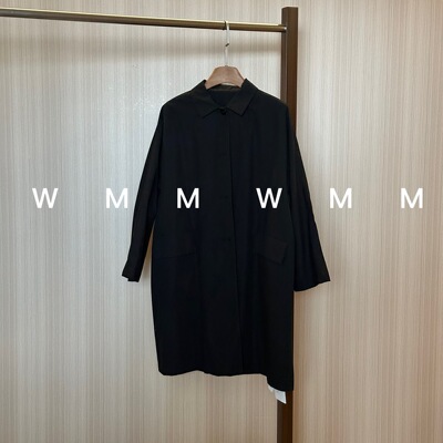 WMM简约日式黑廓形翻领风衣外套女秋季新款休闲百搭时尚舒适