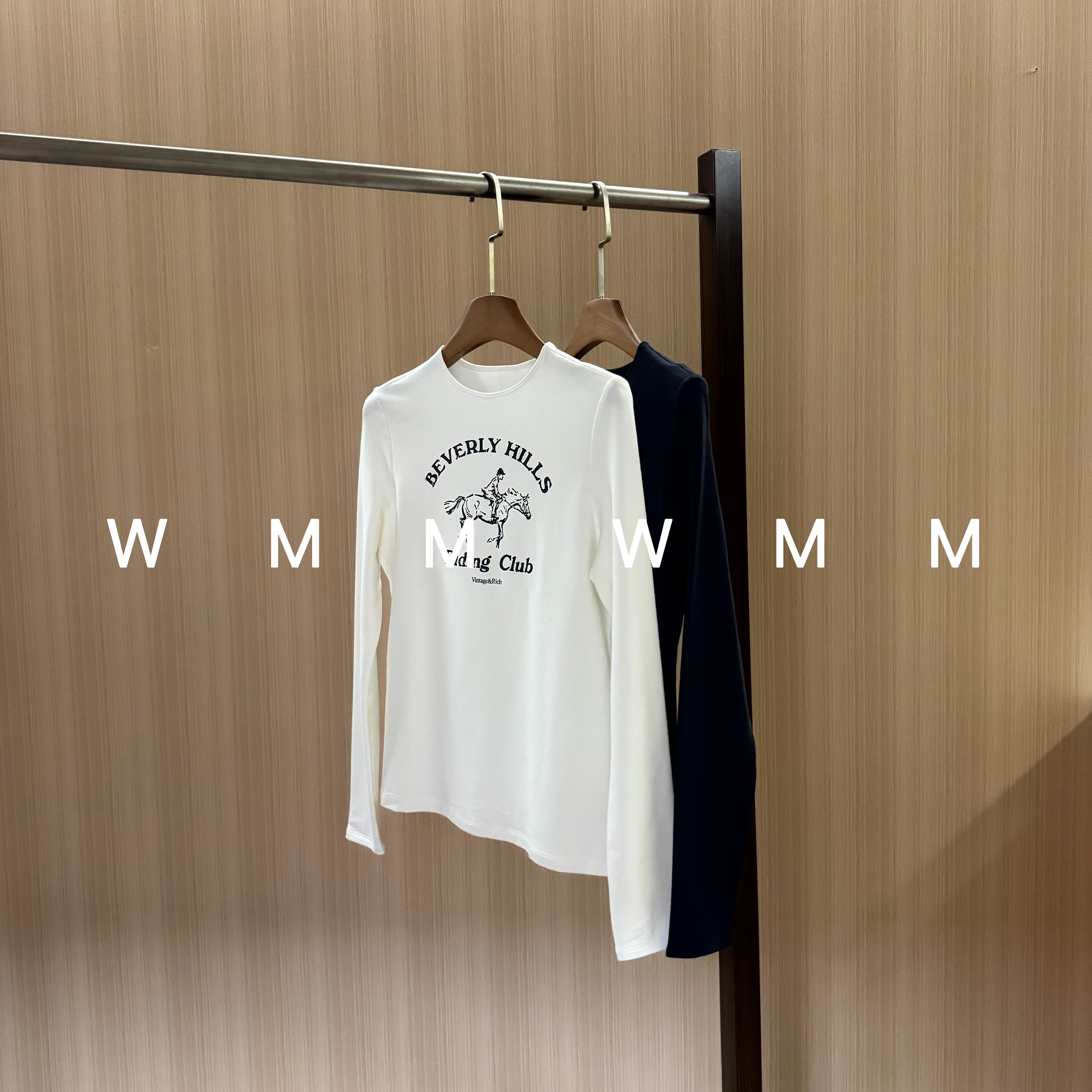 WMM定制面料美式印花长袖T恤女新款宽松休闲百搭时尚气质舒适显瘦