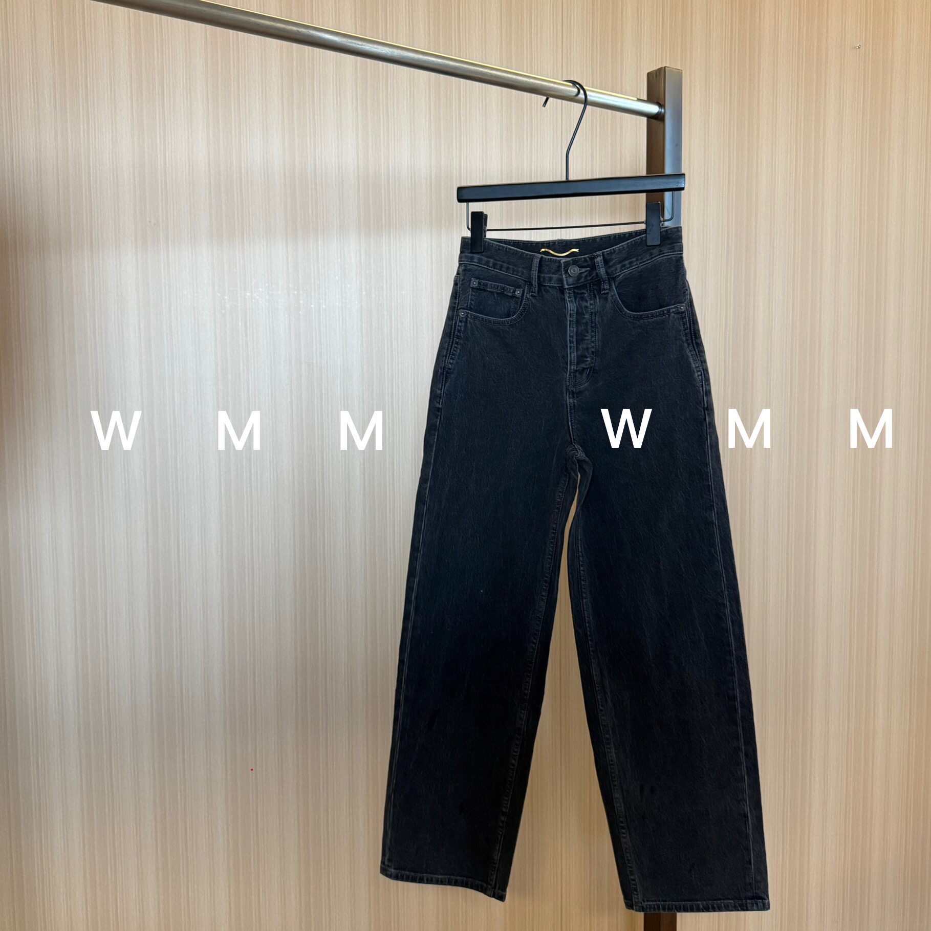 WMM进口不掉色雪花灰加厚拉毛窄版阔腿牛仔裤女秋冬新款牛仔长裤