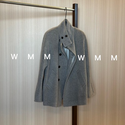 WMM高级灰立领中长款大衣外套女秋冬新款百搭时尚休闲宽松舒适韩