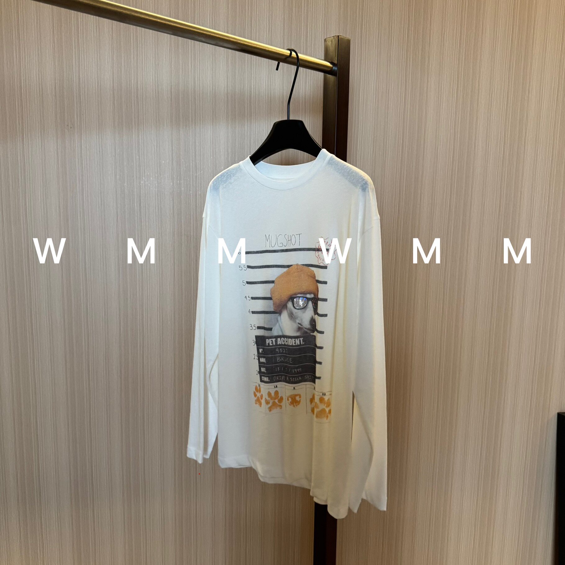 WMM墨镜狗狗印花长袖T恤女新款休闲百搭韩时尚舒适简约打底上衣